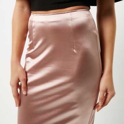 Blush pink soft pencil skirt